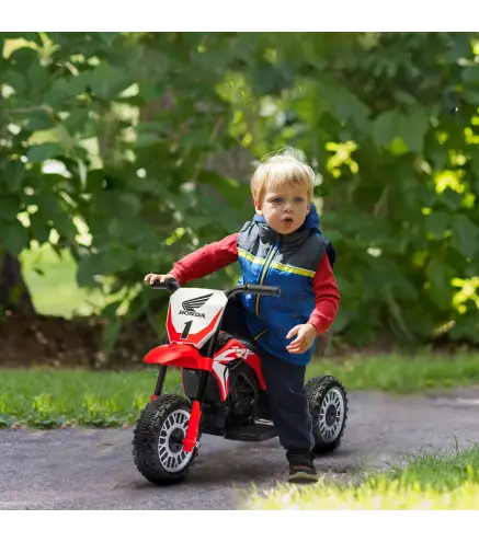Moto Eléctrica Infantil con Licencia Honda CRF450RL con Velocidad 3 km/h Bocina Sonido de Arranque 71x40,5x43,5 cm Rojo