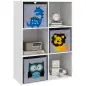 Librería para Niños de +3 Años con 6 Compartimientos y 3 Cajones de Tela no Tejida 61,8x29,9x91,5 cm Blanco y Gris