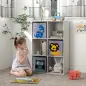 Librería para Niños de +3 Años con 6 Compartimientos y 3 Cajones de Tela no Tejida 61,8x29,9x91,5 cm Blanco y Gris