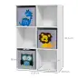 Librería para Niños de +3 Años con 6 Compartimientos y 3 Cajones de Tela no Tejida 61,8x29,9x91,5 cm Blanco y Gris