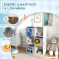 Librería para Niños de +3 Años con 6 Compartimientos y 3 Cajones de Tela no Tejida 61,8x29,9x91,5 cm Blanco y Gris
