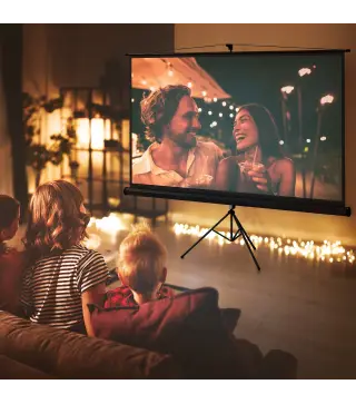 Pantalla de Proyección con Soporte Portátil 100 Pulgadas Formato 16:9 con Altura Ajustable 221x124 cm Negro