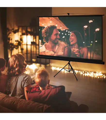 Pantalla de Proyección con Soporte Portátil 100 Pulgadas Formato 16:9 con Altura Ajustable 221x124 cm Negro