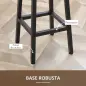 Juego de 2 Taburetes Altos de Cocina Altura 65 cm con Asiento de Melamina y Patas de Acero Marrón Rústico