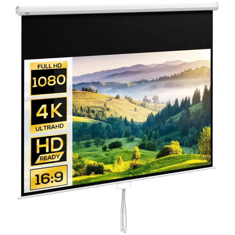 Pantalla de Proyección Manual Portátil 100 Pulgadas Formato 16:9 con Altura Ajustable 221x124 cm Blanco Pantalla de Proyección Manual Portátil 100 Pulgadas Formato 16:9 con Altura Ajustable 221x124 cm Blanco