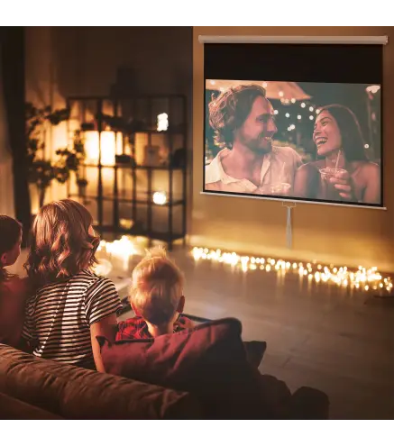 Pantalla de Proyección Manual Portátil 100 Pulgadas Formato 16:9 con Altura Ajustable 221x124 cm Blanco