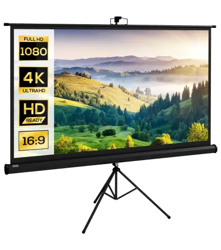 Pantalla de Proyección con Soporte Portátil 84 Pulgadas Formato 16:9 con Altura Ajustable 186x105 cm Negro