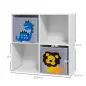 Librería para Niños de +3 Años con 4 Compartimientos y 2 Cajones de Tela no Tejida 61,8x29,9x61,8 cm Blanco y Gris