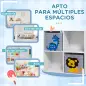 Librería para Niños de +3 Años con 4 Compartimientos y 2 Cajones de Tela no Tejida 61,8x29,9x61,8 cm Blanco y Gris