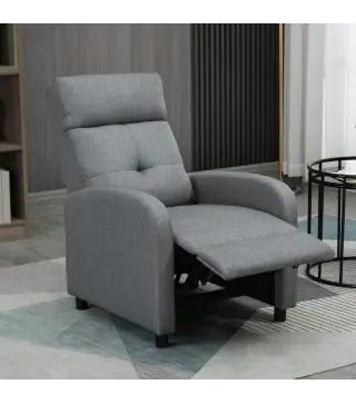 Sillón Reclinable Manual Sofá Individual con Reclinación hasta 155º Carga 150 kg Gris