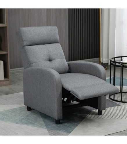 Sillón Reclinable Manual Sofá Individual con Reclinación hasta 155º Carga 150 kg Gris