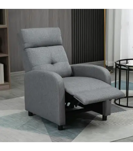 Sillón Reclinable Manual Sofá Individual con Reclinación hasta 155º Carga 150 kg Gris