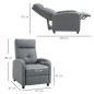 Sillón Reclinable Manual Sofá Individual con Reclinación hasta 155º Carga 150 kg Gris