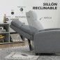 Sillón Reclinable Manual Sofá Individual con Reclinación hasta 155º Carga 150 kg Gris