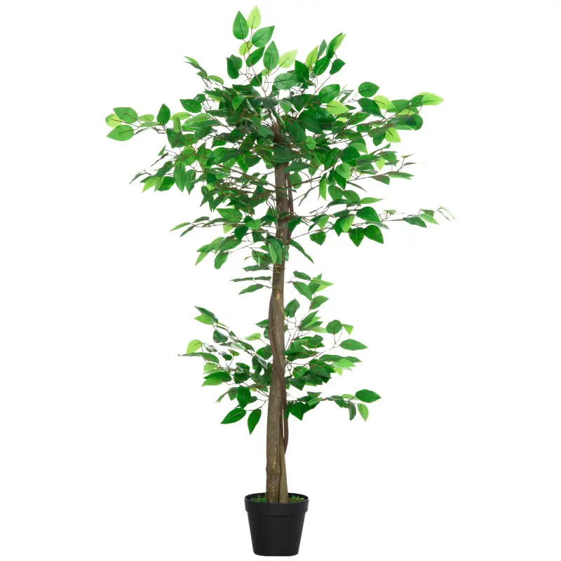 Árbol de Té Artificial 120 cm Planta Artificial con 546 Hojas Musgo y Maceta Planta Artificial Decorativa Verde
