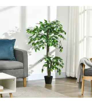 Árbol de Té Artificial 120 cm Planta Artificial con 546 Hojas Musgo y Maceta Planta Artificial Decorativa Verde