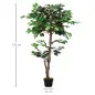 Árbol de Té Artificial 120 cm Planta Artificial con 546 Hojas Musgo y Maceta Planta Artificial Decorativa Verde