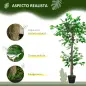 Árbol de Té Artificial 120 cm Planta Artificial con 546 Hojas Musgo y Maceta Planta Artificial Decorativa Verde