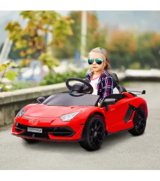 Coche Eléctrico Lamborghini para Niños Velocidad Max.5 km/h Puerta de Tijera con Control Remoto MP3 Rojo