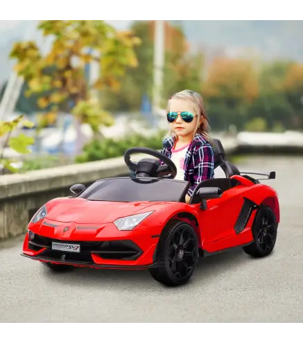 Coche Eléctrico Lamborghini para Niños Velocidad Max.5 km/h Puerta de Tijera con Control Remoto MP3 Rojo
