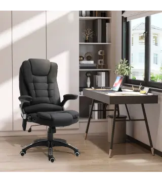 Silla de Masaje con 6 Puntos de Masaje con Función de Calefacción Altura Ajustable y Ruedas 68x72x110-120 cm Negro