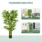 Árbol de Bambú Artificial Planta Artificial con 975 Hojas y Maceta Decorativa para Hogar Salón 160 cm Verde