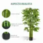 Árbol de Bambú Artificial Planta Artificial con 975 Hojas y Maceta Decorativa para Hogar Salón 160 cm Verde
