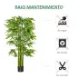 Árbol de Bambú Artificial Planta Artificial con 975 Hojas y Maceta Decorativa para Hogar Salón 160 cm Verde