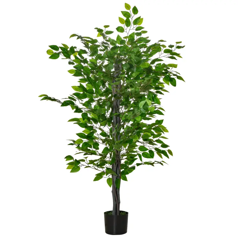 Planta Ficus Artificial 135 cm en Maceta con 756 Hojas Planta Sintética Realista para Interior
