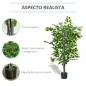 Planta Ficus Artificial 135 cm en Maceta con 756 Hojas Planta Sintética Realista para Interior