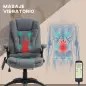 Silla de Masaje con 6 Puntos de Masaje con Función de Calefacción Altura Ajustable y Ruedas 68x72x110-120 cm Gris