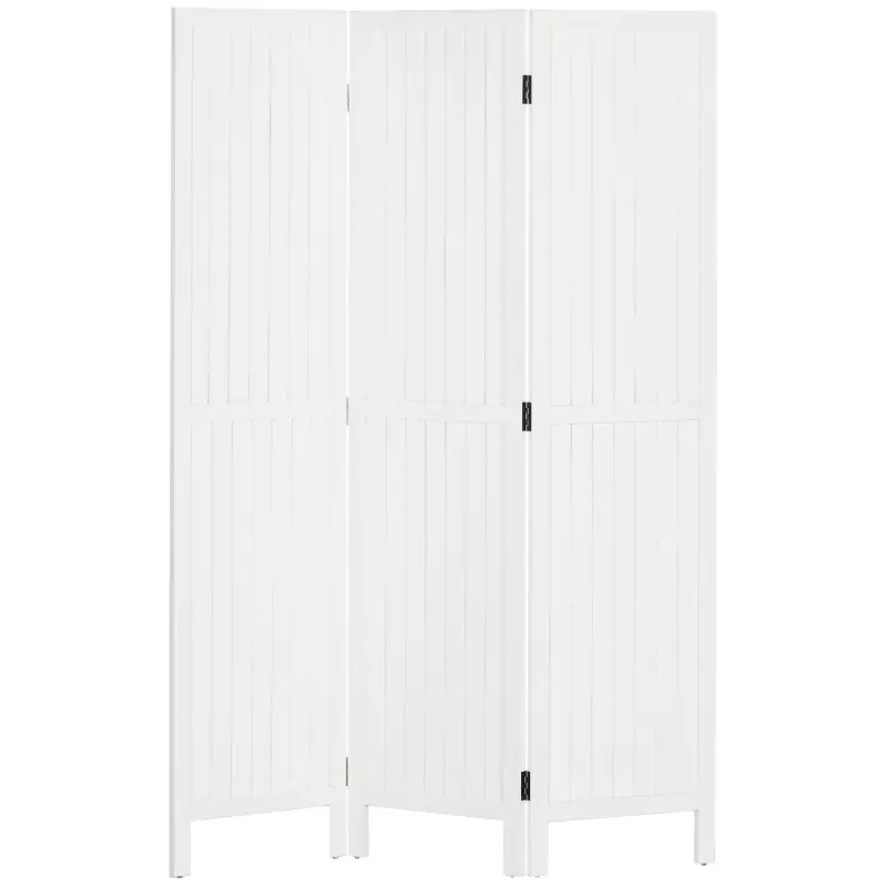 Biombo de 3 Paneles con Pantalla de Privacidad Divisor de Habitación Plegable 120x1,8x170 cm Estilo Rústico Blanco