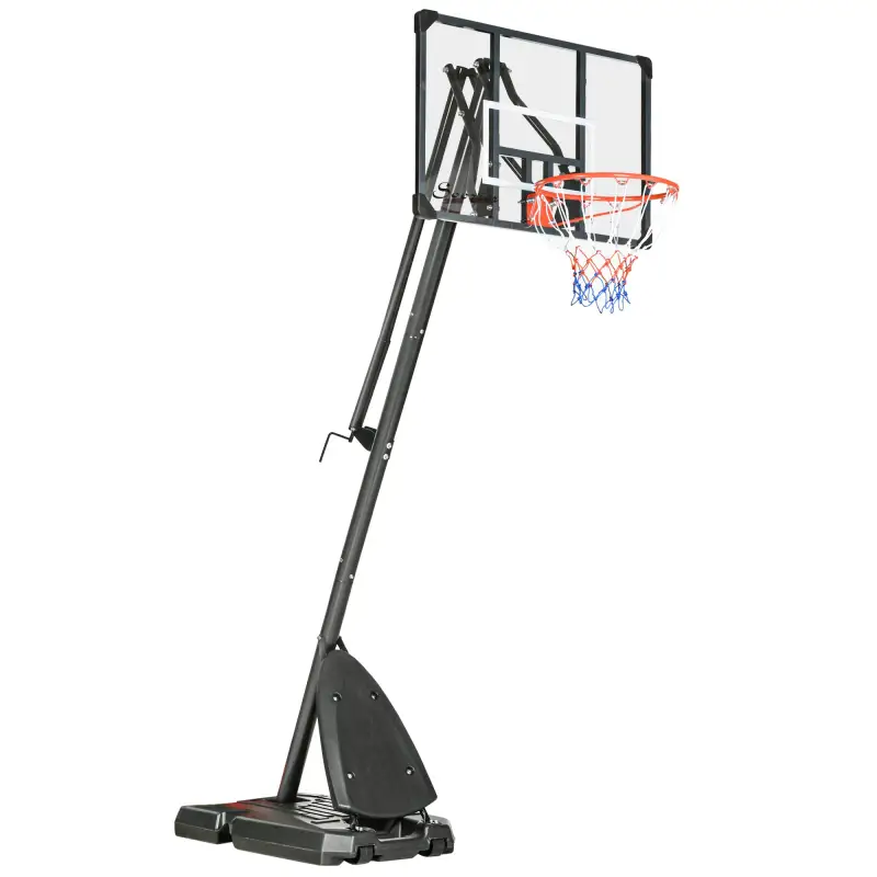 Canasta de Baloncesto Ajustable 236-293 cm con Ruedas Tablero de PC Base Rellenable para Exterior Negro