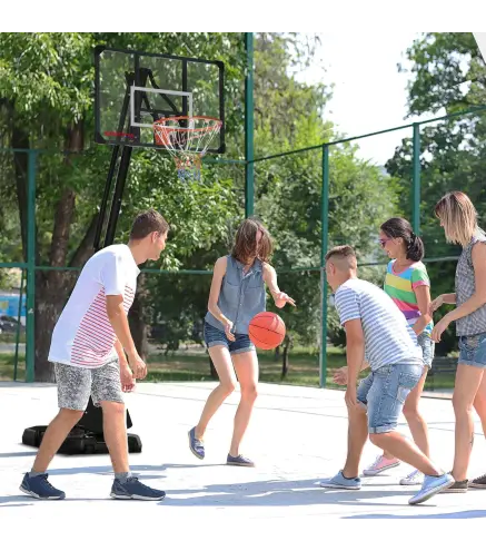 Canasta de Baloncesto Ajustable 236-293 cm con Ruedas Tablero de PC Base Rellenable para Exterior Negro