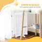 Valla para Mascotas Plegable de 3 Paneles con 1 Puerta y Patas de Apoyo para Pasillo Escalera 155x35,5x76 cm Blanco