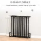 Barrera de Seguridad para Mascotas de 5 Paneles Plegable 300 cm con Cierre Inteligente para Escalera Pasillo Negro