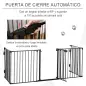 Barrera de Seguridad para Mascotas de 5 Paneles Plegable 300 cm con Cierre Inteligente para Escalera Pasillo Negro