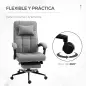 Silla de Escritorio Reclinable con Altura Ajustable Reposapiés Reposacabezas y Reposabrazos 66x76x112-120 cm Gris