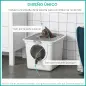 Arenero para Gatos Cubierto con Pala Inodoro para Gatos con 2 Puertas Principal y Superior 44x55x39 cm Blanco y Gris