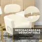 Sillón de Salón Sofá Individual con Reposacabezas y Patas de Metal para Dormitorio Oficina Carga 125 kg Crema
