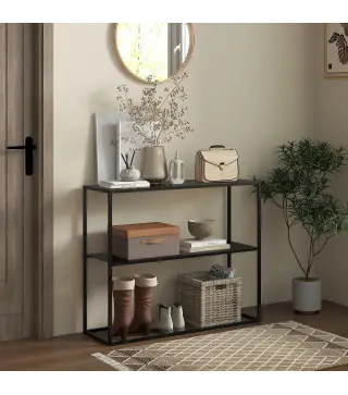 Mesa Consola de Estilo Industrial Mueble de Recibidor Elegante para Pasillo Carga 20 kg 90x30x75cm Negro