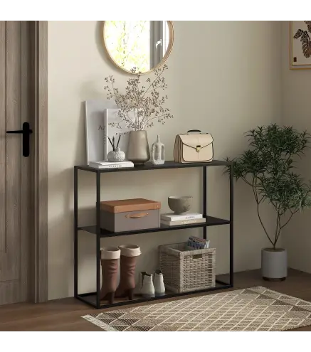 Mesa Consola de Estilo Industrial Mueble de Recibidor Elegante para Pasillo Carga 20 kg 90x30x75cm Negro