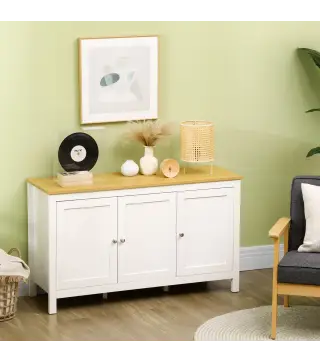 Aparador de Salón Armario de Almacenamiento con 3 Puertas con Estantes Ajustables Estilo Moderno 120x40x70 cm Blanco