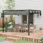 Pérgola de Jardín de Pared 297x211x220 cm Cenador con Techo Retráctil y Marco de Acero para Patio Terraza Gris Oscuro