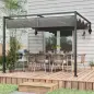 Pérgola de Jardín de Pared 297x211x220 cm Cenador con Techo Retráctil y Marco de Acero para Patio Terraza Gris Oscuro