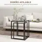 Juego de Mesas de Centro Apilables con Encimera de Vidrio Templado y Marco de Acero 33x33x45,5 cm y 42x42x51 cm Negro