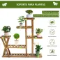 Estantería para Plantas con Pies de Madera con 5 Niveles Carga 60 kg para Interior y Exterior 98x28x95 cm Carbonizado