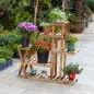Estantería para Plantas con Pies de Madera con 5 Niveles Carga 60 kg para Interior y Exterior 98x28x95 cm Carbonizado
