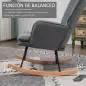 Silla Mecedora con Reposapiés Cojín Acolchado y Antivuelco Carga 130 kg 64x89x90 cm Gris