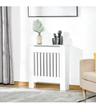 Cubre Radiador de MDF Diseño Moderno Estante para Radiador Vertical para Sala de Estar Dormitorio 78x19x81 cm Blanco